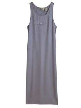 Bill Blass Maxi Dress SM Purple Minimal VTG Bib Lavender Utility 90s Feminine